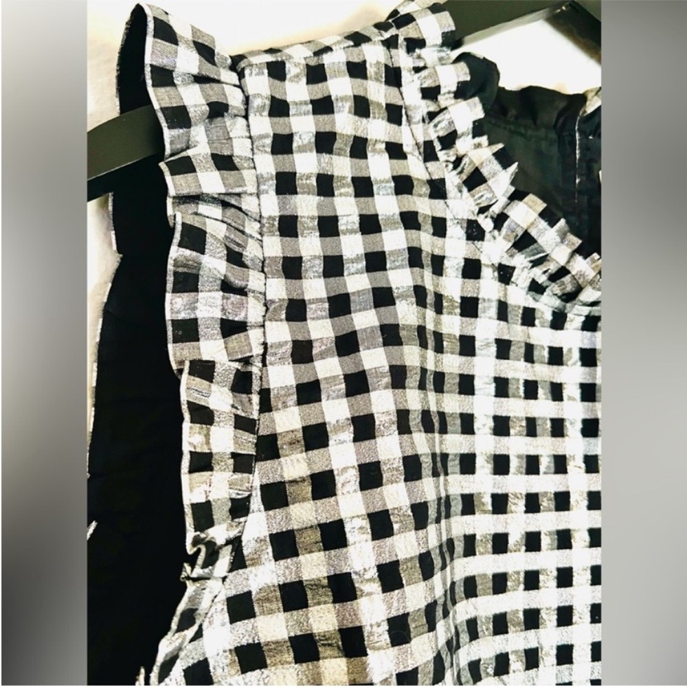 J Crew Gingham Black and White top NWT - Picture 5 of 9
